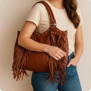 NEW Raj leather fringe bag